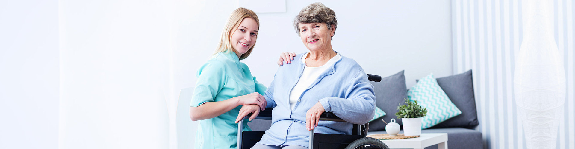 portrait of a caregiver woman and a female patient